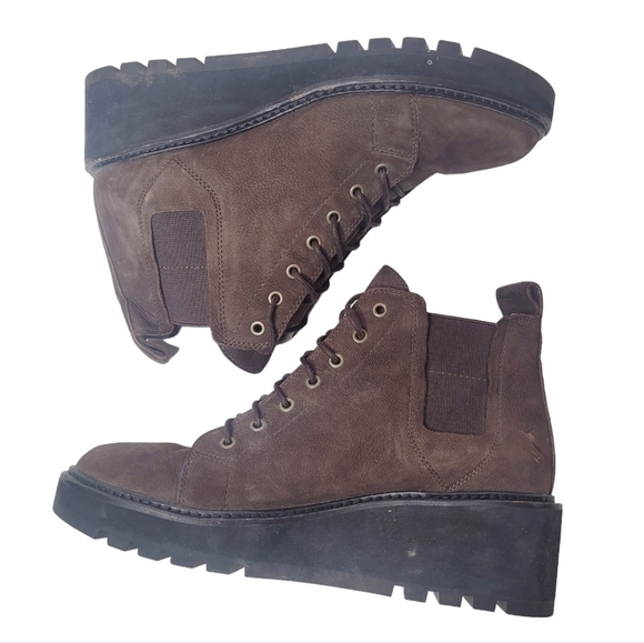 Eileen Fisher Club Suede Lace Up WedgeChelsea Boots Size 6 - Picture 6 of 7